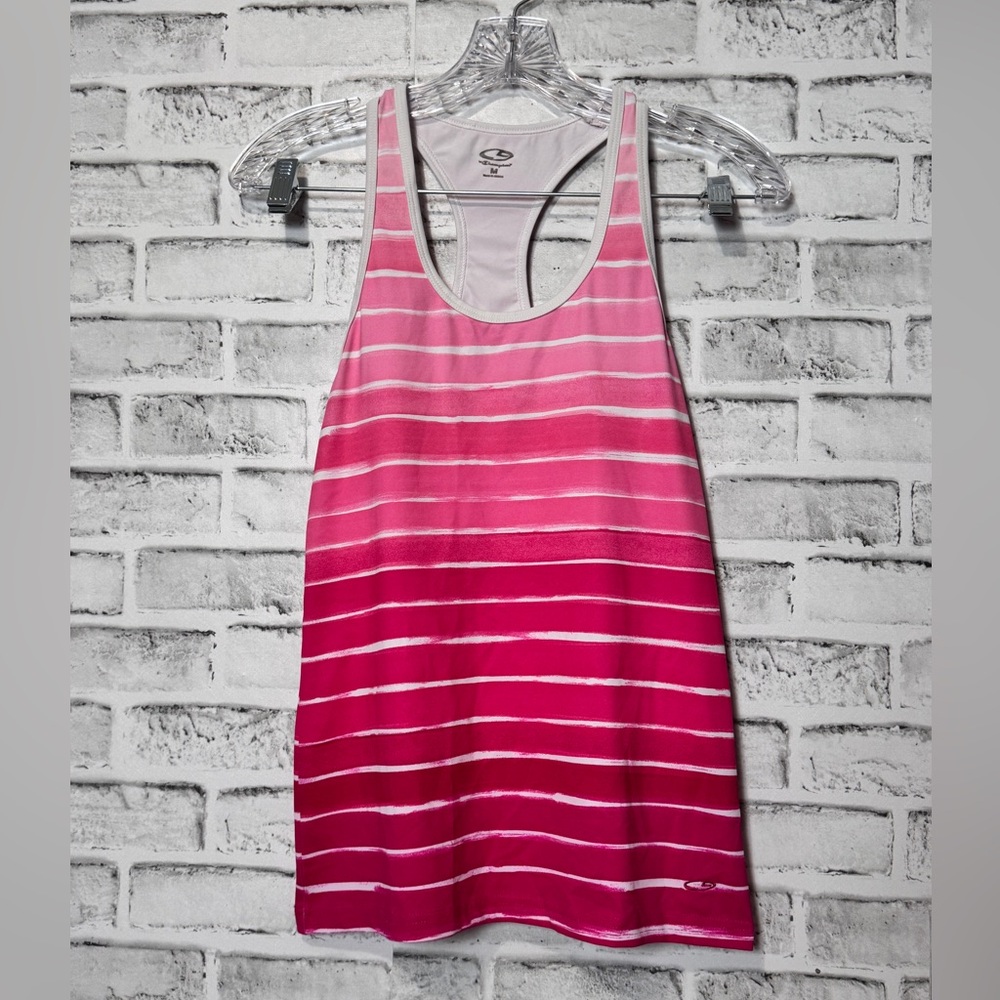 Champion Women's Pink and white Striped ombré Tank Top racer back size‎ M